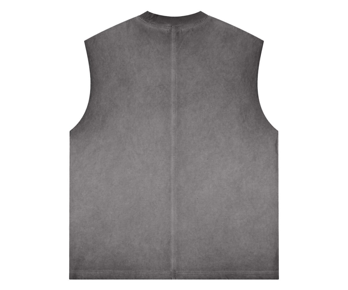 "Old Heads" reverse washed tank top back view grey color