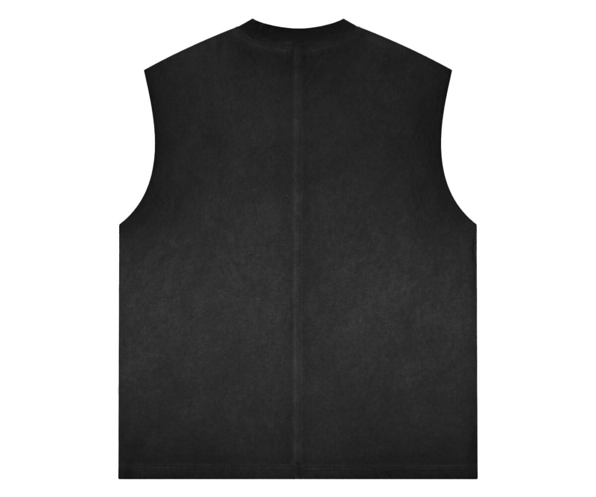 "Old Heads" reverse washed tank top back view black color