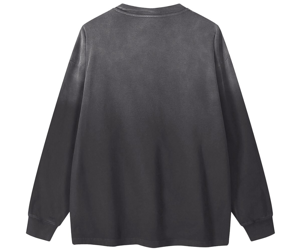 "juice" gradient washed long sleeve t shirt back view black color