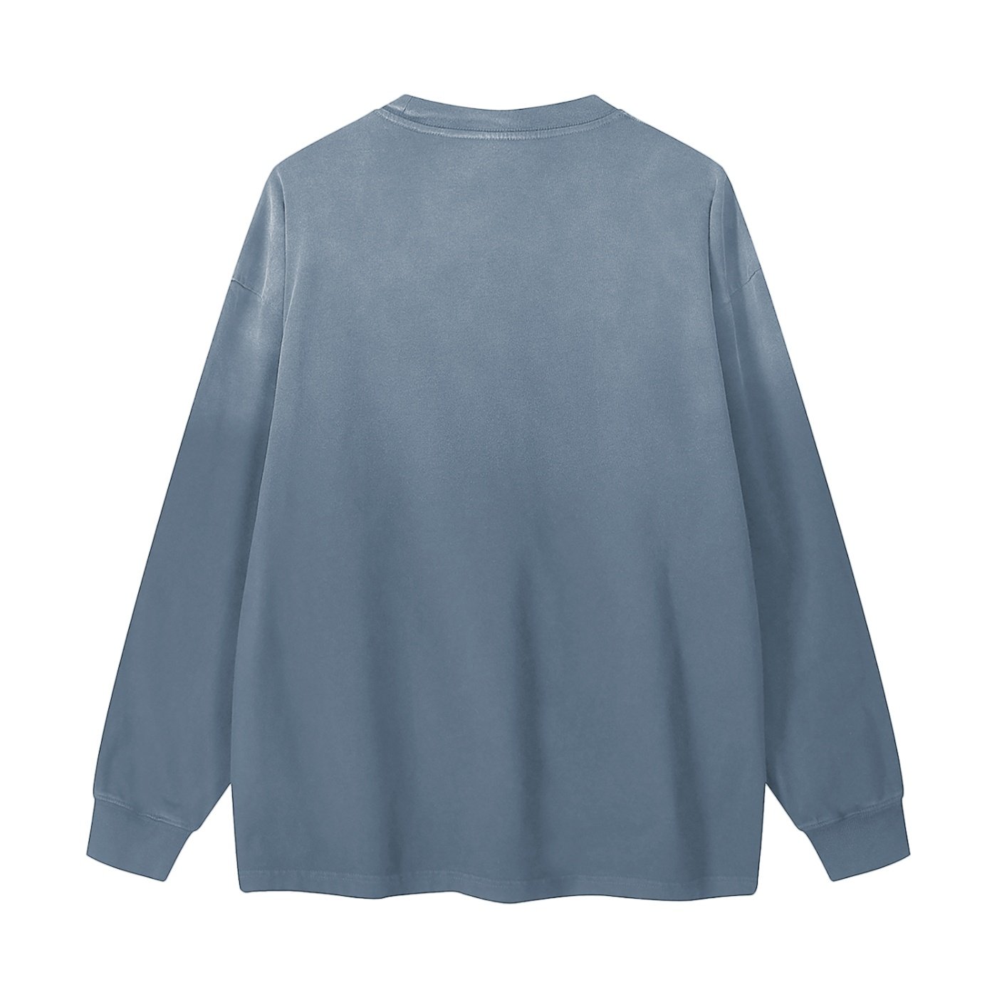 "juice" gradient washed long sleeve t shirt back view grey blue color