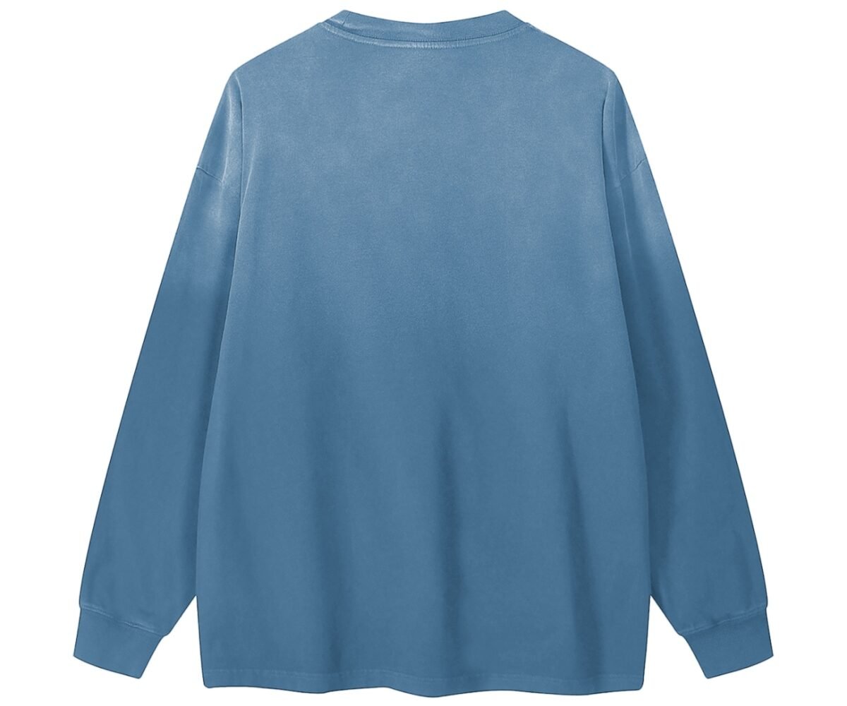 "juice" gradient washed long sleeve t shirt back view jeans blue color