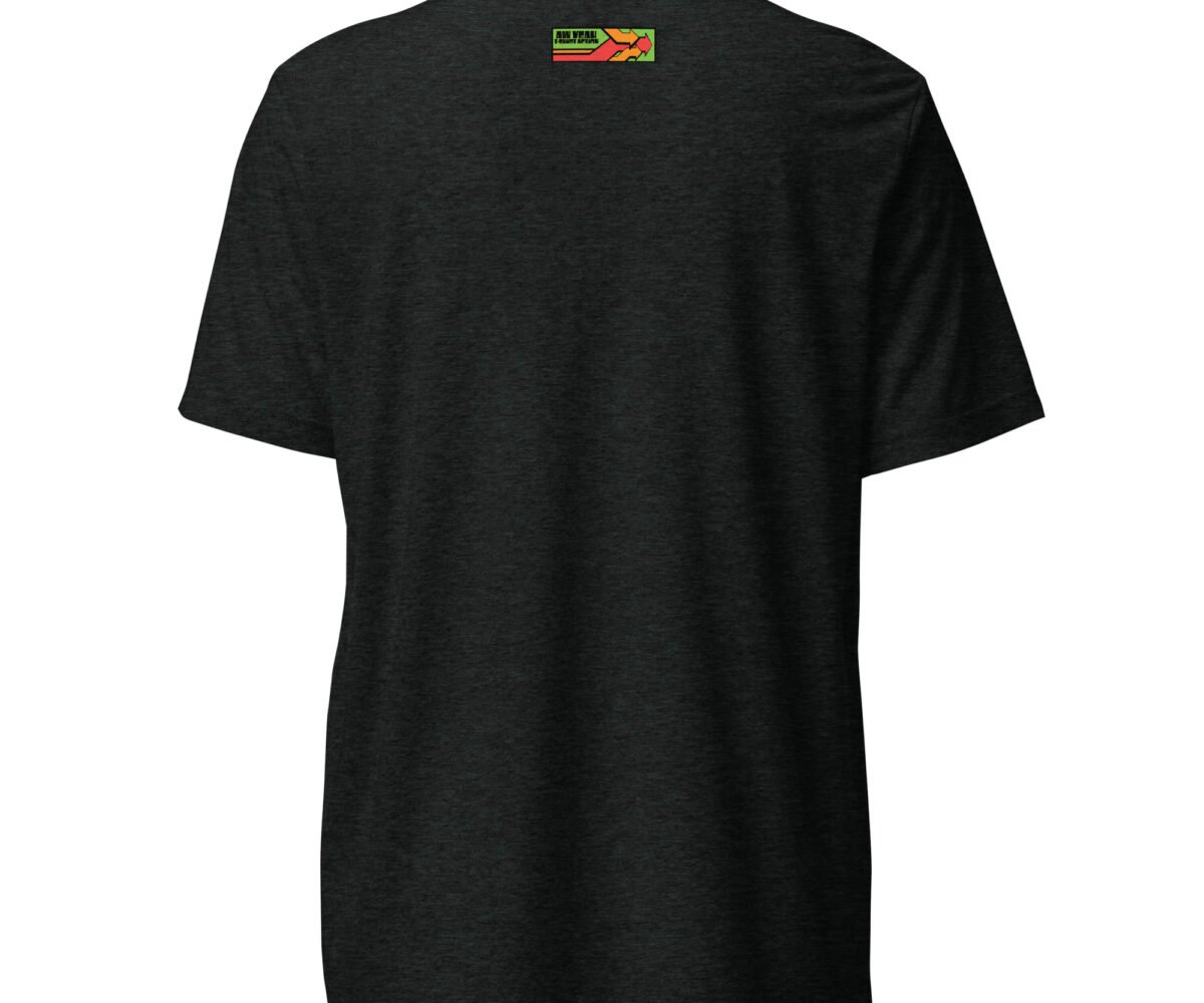 Oven Fresh Charcoal colored t-shirt back view with company logo near the top.