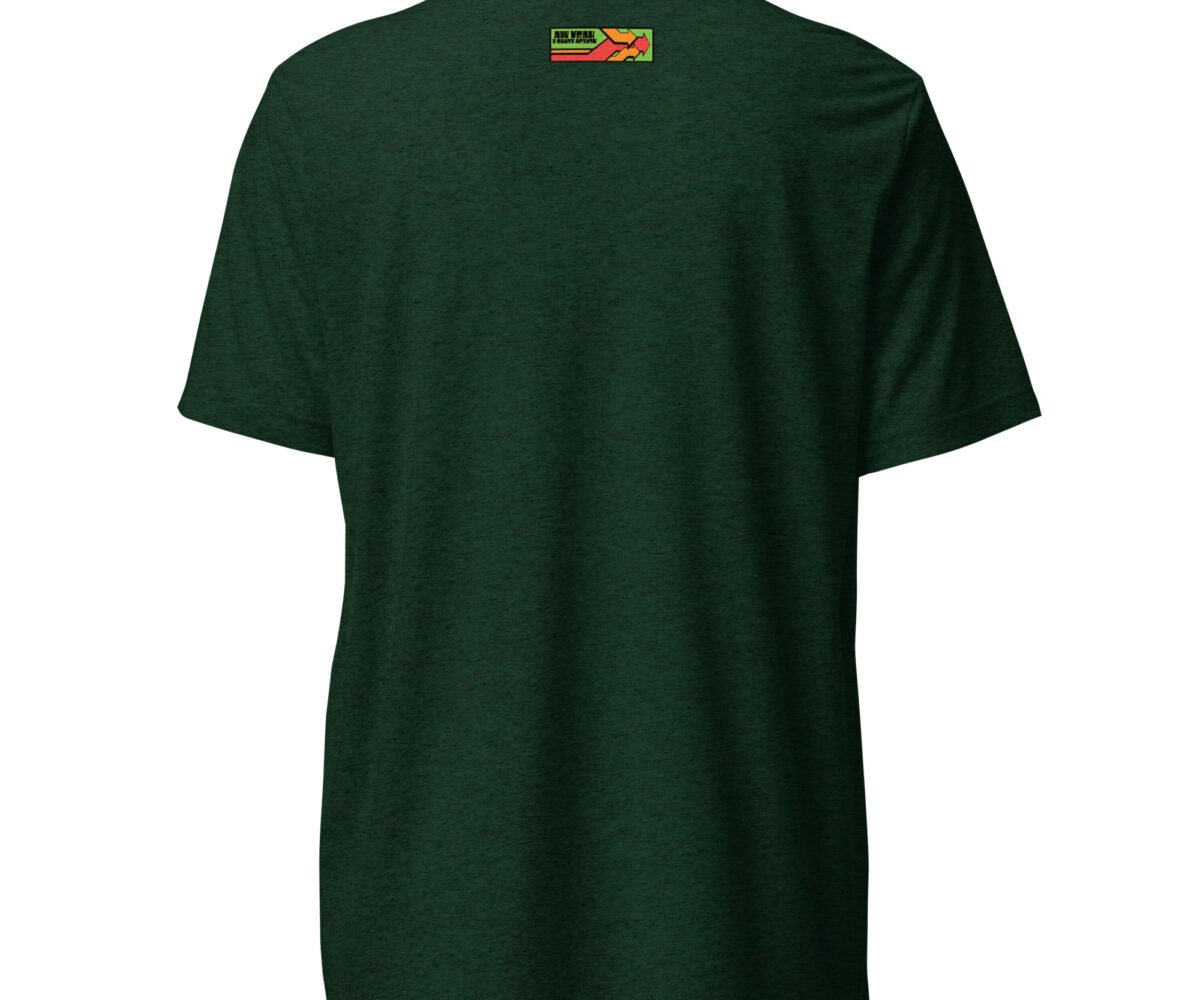 Oven Fresh dark green colored t-shirt back view with company logo near the top.