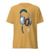 Juice mustard colored t-shirt front view with headphone design.