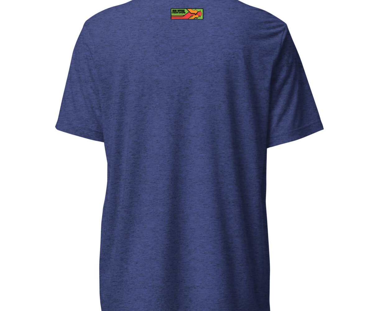 Oven Fresh navy colored t-shirt back view with company logo near the top.