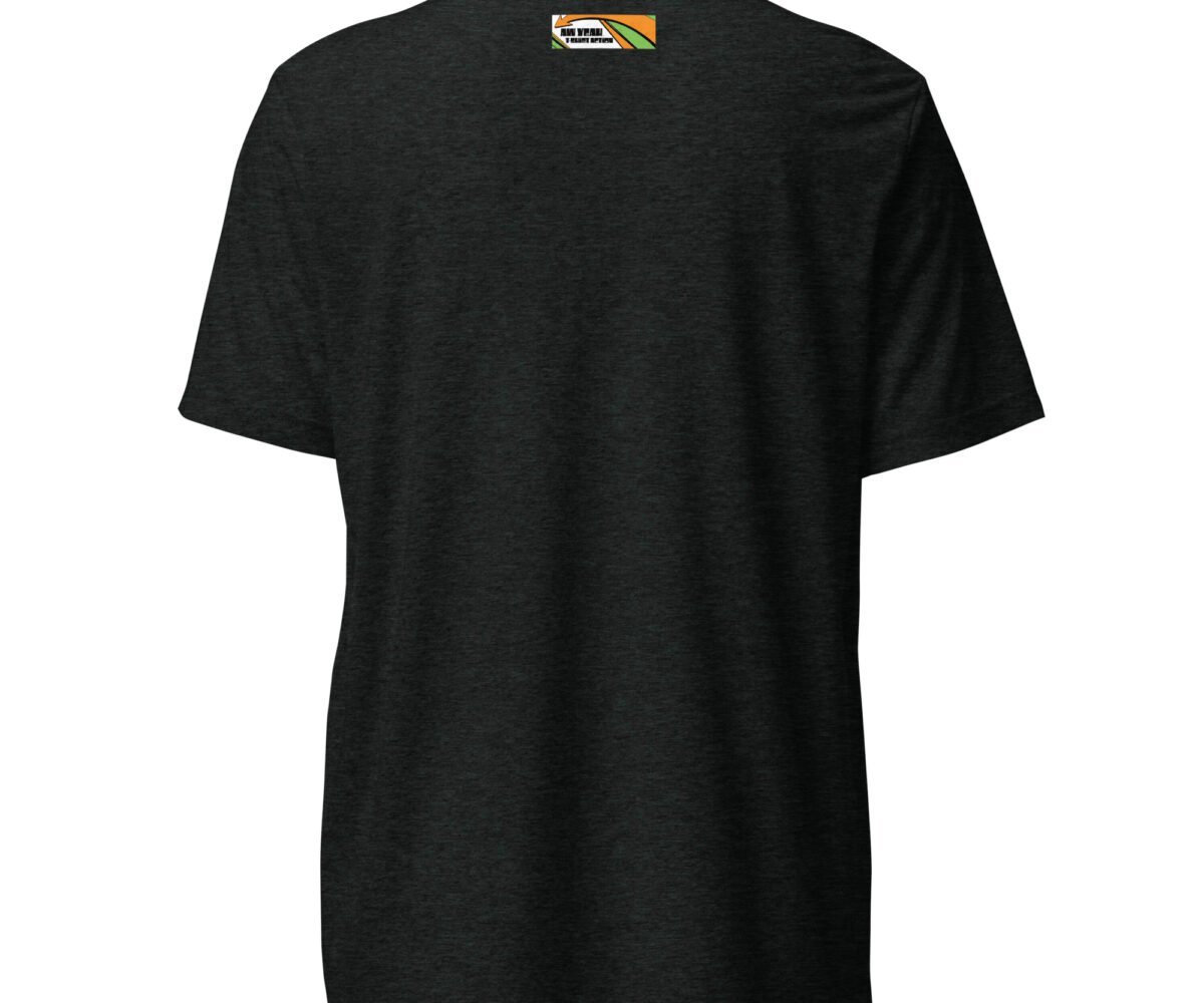 Little Sunshine Tri-blend T-Shirt Charcoal Black Color Rear View with small brand logo near neck line