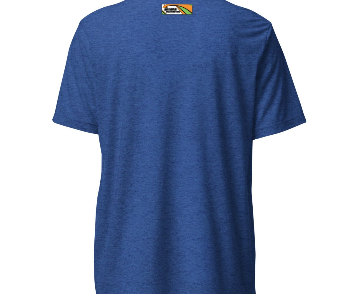 Little Sunshine Tri-blend T-Shirt royal blue Color Rear View with small brand logo near neck line